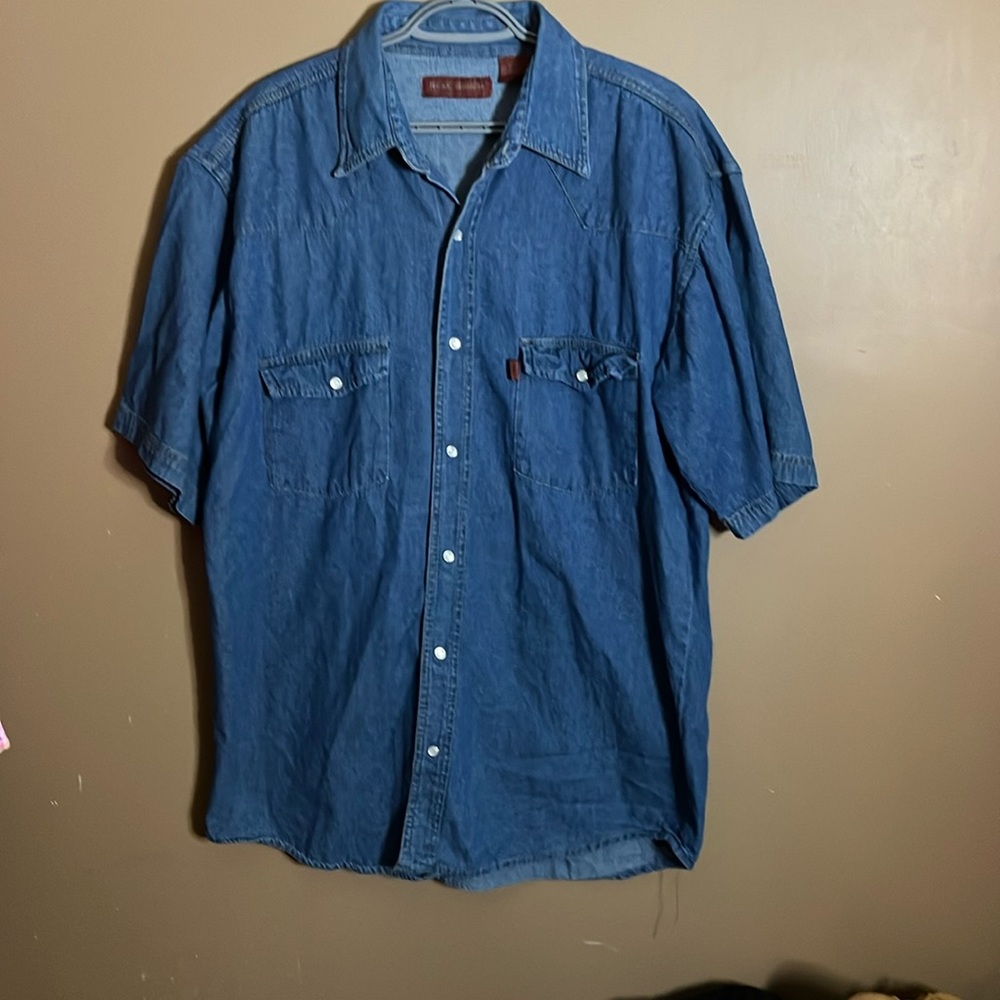 😄Short sleeve snap up shirt denim big&tall. B5